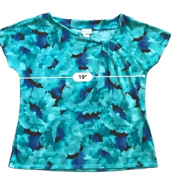JACKLYN Smith watercolor tie-dye print blouse asymmetric ruffled neckline M - Picture 7 of 15